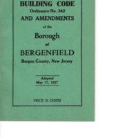 Building Code Ordinance No. 342 and Amendments of the Borough of Bergenfield Adopted May 17, 1927 (Cover)