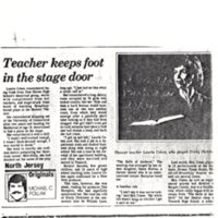 Teacher Keeps Foot in the Stage Door newspaper clipping undated P1.jpg