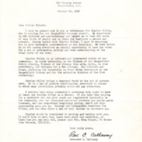 Campaign letter to voters endorsing Charles Miller by Rev C Callaway
