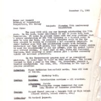 Memo -Planning 75th Anniversary Celebration Dec 29 1965