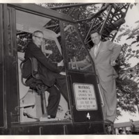 2 black and white photographs 8 x 10 Public Works Department operating equipment