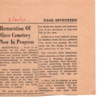 Restoration of Slave Cemetery Now in Progress newspaper clipping February 20 1964.jpg