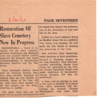 Restoration of Slave Cemetery Now in Progress newspaper clipping February 20 1964.jpg