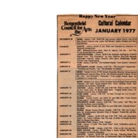 Cultural Calendar, January 1977 (newspaper clipping) undated