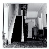 1 black and white photograph AC Leiby House center hall undated.jpg