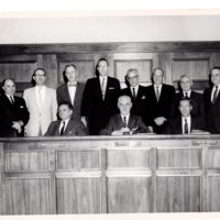 1 black and white photograph 8x10 mayor and council pictured Mayor Hugh M Gillson Pierce H Deamer H Radford Beucler and eight unidentified subjected January 1961 1 of 2.jpg