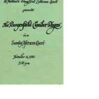 Program for Concert at St. Matthew&#039;s Evangelical Luther Church November 16, 1980