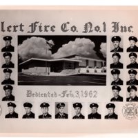 1 black and white photograph (8x10) Alert Fire. Co. No. 1, Inc. (fire company members and new facility pictured, Feb. 3, 1962