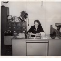 1 black and white photograph 8 x 10 Board of Health Mrs Carrie Ungemach 1953.jpg