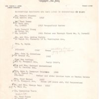 Handwritten and typed list of 50 year Bergenfield residents 