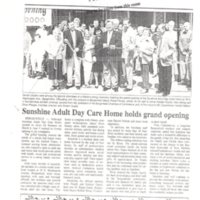 Sunshine Adult Day Care Home Holds Grand Opening newspaper clipping June 2000.jpg