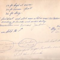 1 schematic 12 x 17 titled Negro Church Cedar St. Bergenfield NJ drawn from memory by Fred Tuers June 9 1969. Handwritten notes and hand drawn map on back 4.jpg