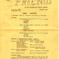 Program for the Bergenfield Chamber Players Concert at the Bergenfield Public Library on June 15, 1980.