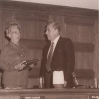 1 black and white photograph Bea James library director undated.jpg