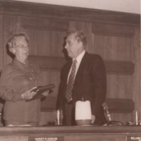 1 black and white photograph Bea James undated