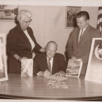 1 black and white photograph Mayor William J Patterson signing proclomation for UN Day Oct 24 1966.jpg