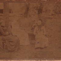 19th century photograph on tintype 8.5 x 5 3 women seated on chairs.jpg