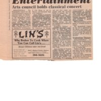 “Arts Council Holds Classical Concert,” (newspaper clipping) “Twin Boro News,” February 9, 1983