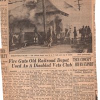 Fire Guts Old Railroad Depot Used as a Disabled Vets Club, The Record (newspaper clipping) March28, 1966.jpg