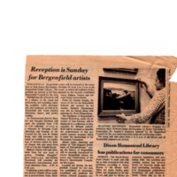 “Reception is Sunday for Bergenfield Artists,” (newspaper clipping) &quot;Twin Boro News,&quot; Oct. 15, 1975