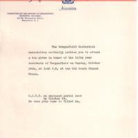 Bergenfield Historical Association Tea to Honor 50 Year Residents invitation, October 24, 1964