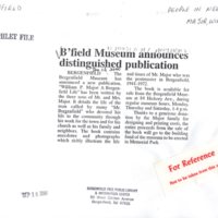 Major William P Bfield Museum announces distinguished publication Jan 12 2000.jpg