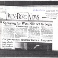Spraying for West Nile Set to Begin newspaper clipping Sept 5 2001 1.jpg