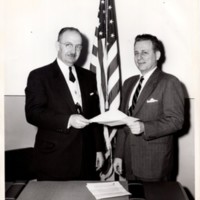 1 black and white photograph 8x10 still image of Mayor Edward Meer and Borough Clerk H. Radford Beucler Undated.jpg