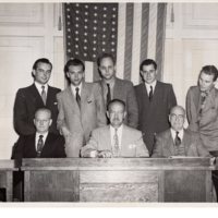 1 black and white photograph (8x10) Mayor Edward Meyer and West German students and workers