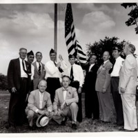 1 black and white photograph 8 x 10 Jewish War Vets Present Flag to Bergenfield.jpg