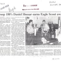 Slossar Daniel M Troop 180s Daniel Slossar Earns Eagle Scout Award twin boro news August 19 2000.jpg