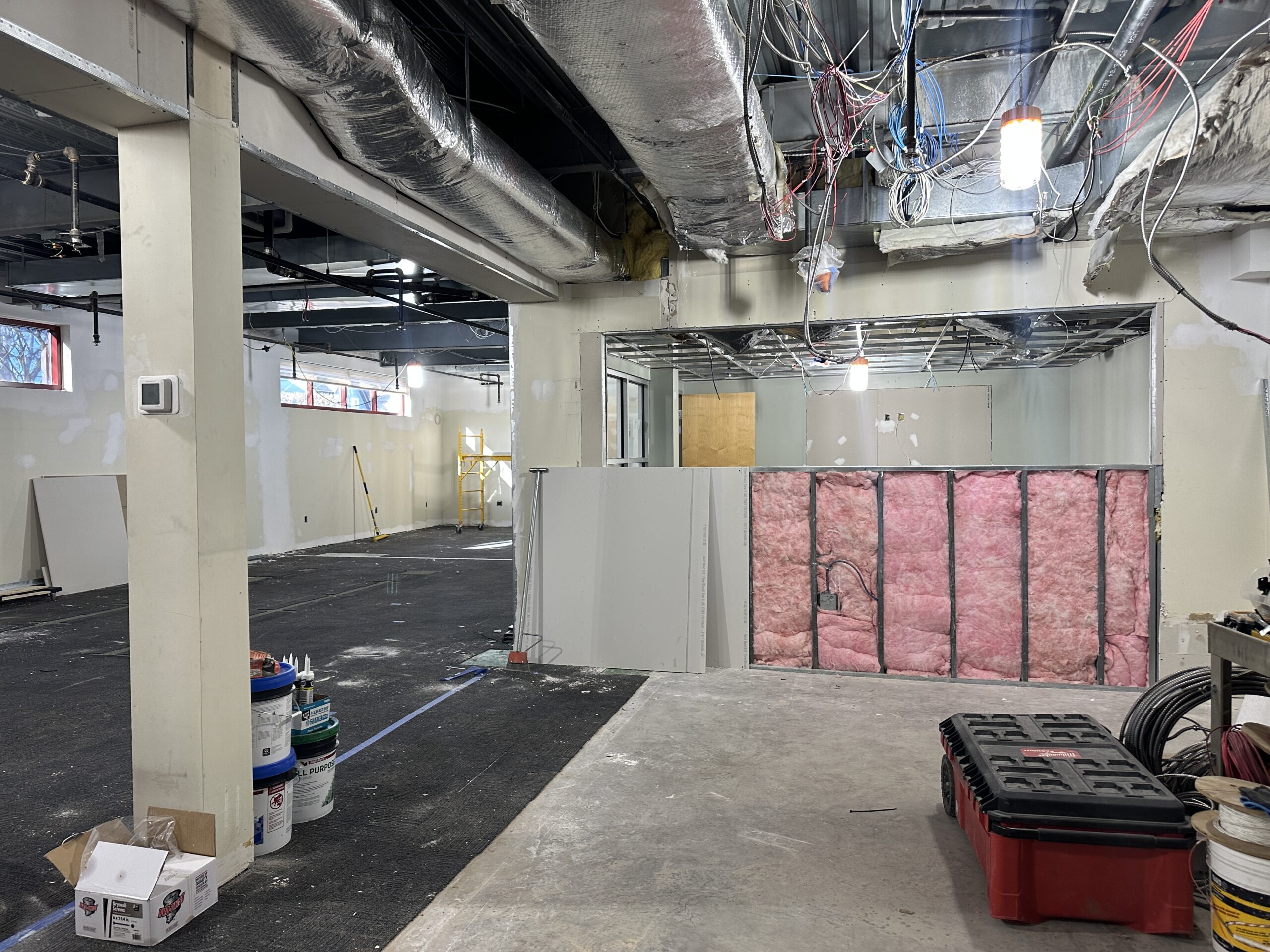 Image of the old circulation office to show the updates of week 3/4 of construction.