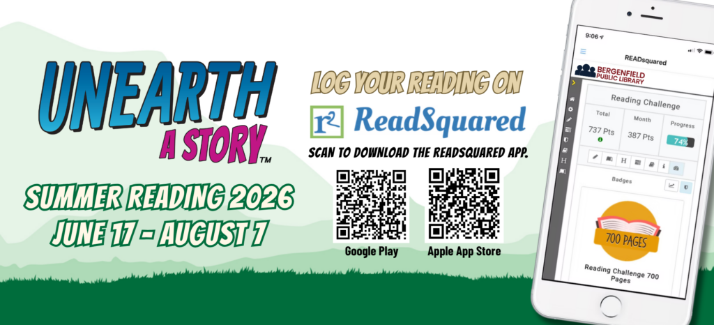 Click on the QR code to download the ReadSquared app and log your books for the Library's adult summer reading program